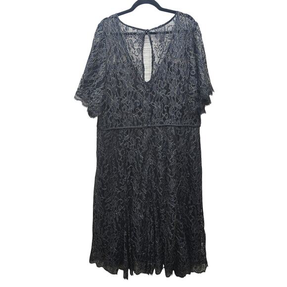 City Chic Lace Dress Womens Plus Size 22 Black Gold Whimsy Goth Formal Party NEW - Picture 3 of 10